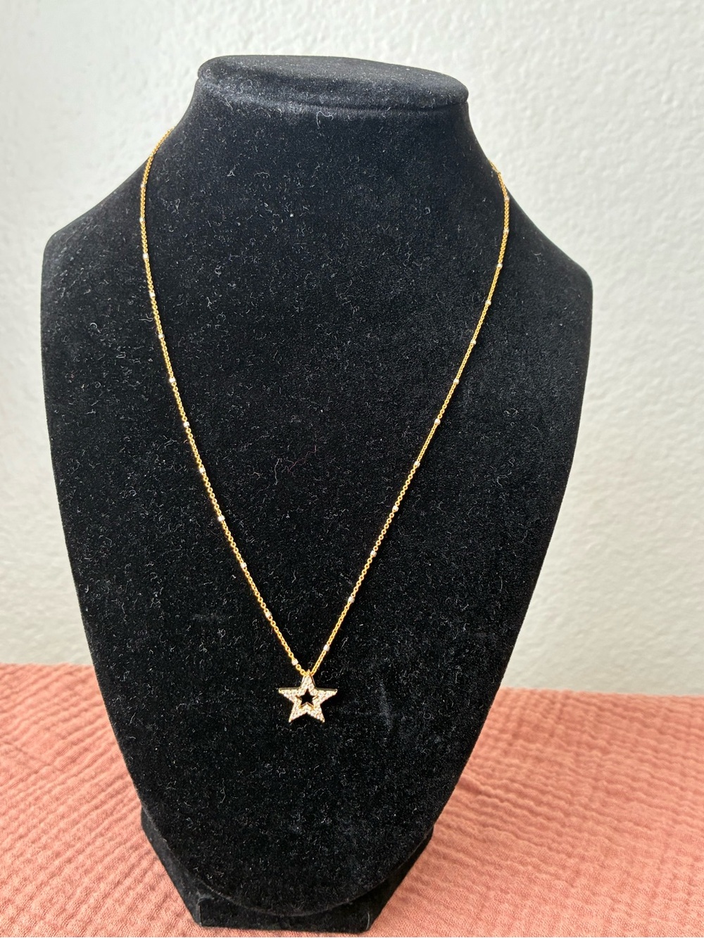 925 Sterling Silver Gold Star Pendant Necklace 18”